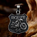 SS8-1054P 2023 New Arrival Stainless Steel Route 66 Road Sign Pendant Motorcycle Biker Pendant Punk Hip Hop Jewelry Gift for Men