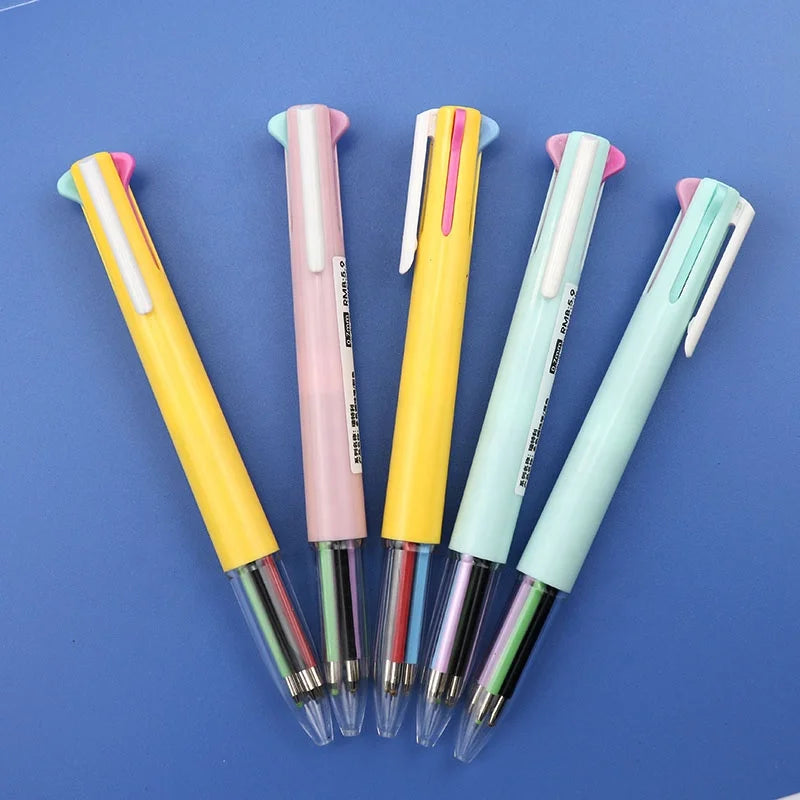 Promotional 5 Color Pen Japanese and Korean Stationery Multicolor Pen 5 in 1 Student Pen