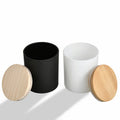 Wholesale Custom Thick Glass Candle Containers with Golden Lids Eco-Friendly Matt Black Jar Candlestick Holders for Soy Candles