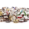 50pcs Metal Gold/Silver Color Glass Crystal Rhinestone Round Loose Spacer Beads Trendy Jewelry Making DIY Bracelet Necklace