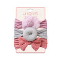 JIRIS 3pcs Solid Color Soft Nylon Elastic Baby Bows Headband Sets Knotted Newborn Baby Girl Headbands Hair Accessories Kids