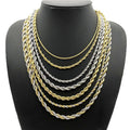 Rope Necklace Factory Cheap Price Fashion Stainless Steel Twist Chain Mens 18k Gold Plated Rope Chain Necklace