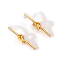 French Style Simple Design Knotted Drop Earrings 18k Gold Plated Jewelry Stainless Steel Earrings