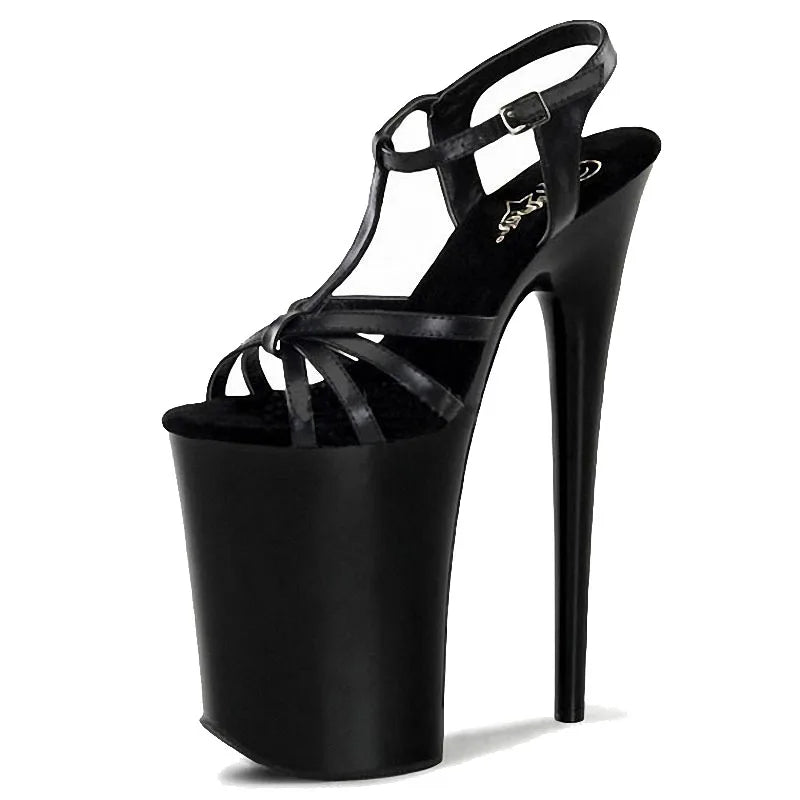 2021 Summer Sexy High Heels 20CM Fashion Shoe Women Buckle Strap Platform Stilettos Night Club Shoes Black Sandals