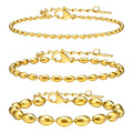 Non Tarnish Stainless Steel Gold Beads Bracelet 18k Gold Plated Fashion Adjustable Bracelet for Women