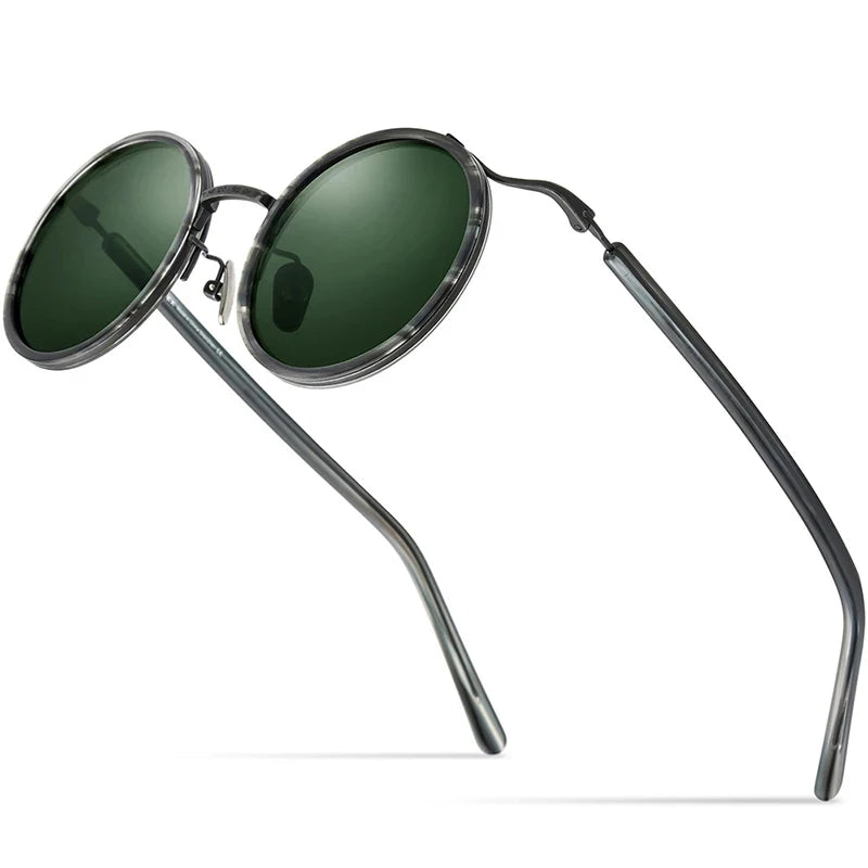 Titanium Acetate Polarized Sunglasses Men 2022 New Retro Vintage Round UV400 Sun Glasses for Women Shades
