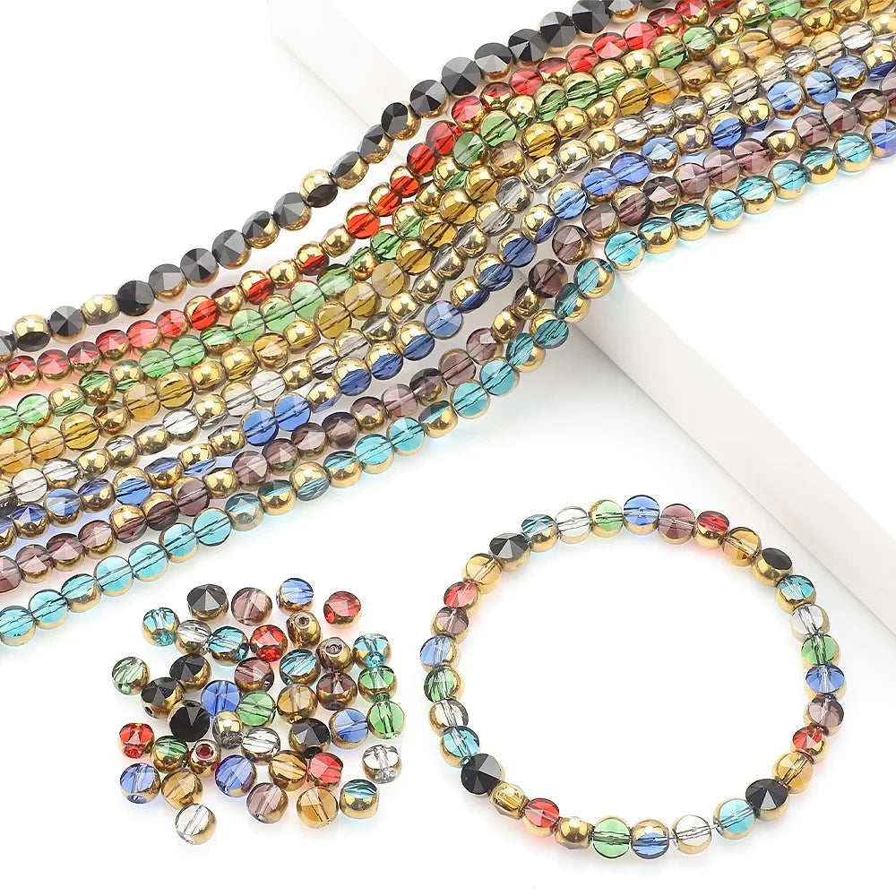 Wholesale 6mm Gold Plating Crystal Beads Oval Shape Glass Beads for DIY Handmade Bracelet Necklace Jewelry Accessories Making