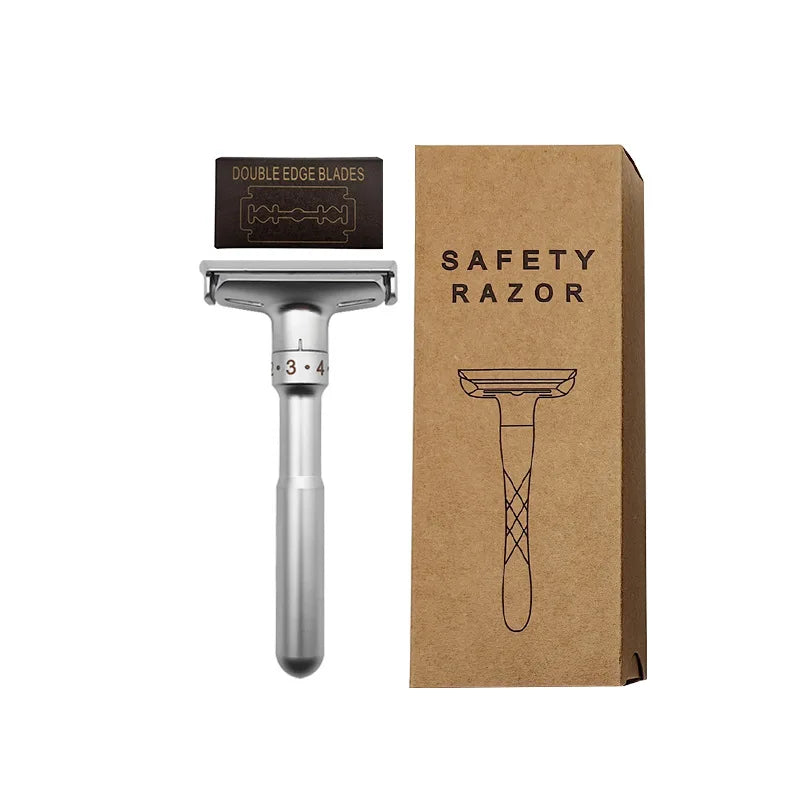 Men's Personal Care Safety Razor Adjustable Shaving Razor Metal Handle Single Blade Shaver Double Edge Razor Rake
