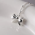 925 Sterling Silver Bow Necklace Cute Dainty Pendant Perfect Gift for Her Daughter Girlfriend Everyday Wear Fashion Jewelry