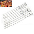 10Pcs/set Stainless Steel BBQ Barbecue Skewer Roast Stick Grilling Kabob Kebab Flat Skewers Needle Wholesale