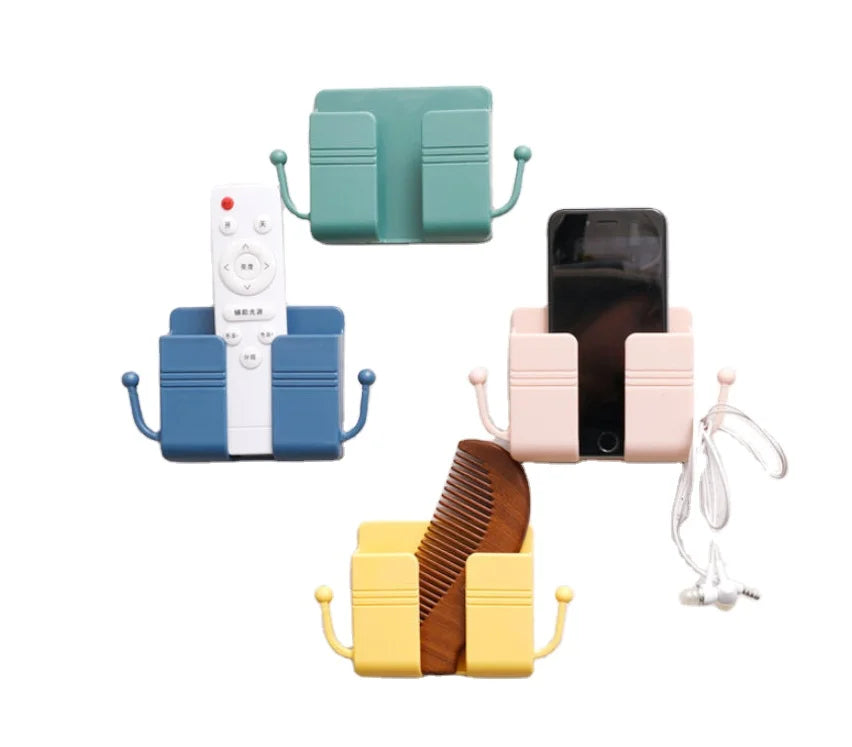 Wall Mounted Phone Charge Rack Storage Box Cable Wall Organizer Case Plastic Plug Bathroom Phone Holder Storage Rack