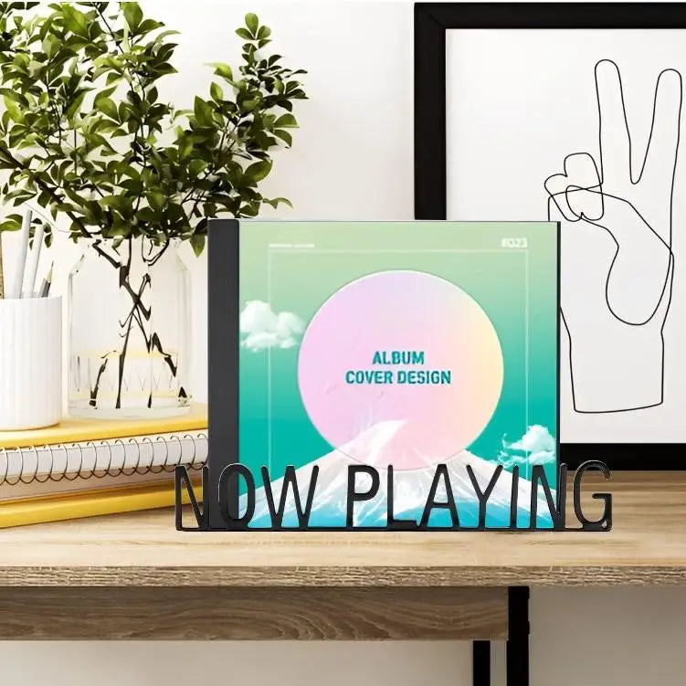 Modern Vintage Stainless Steel Vinyl Record Holder Wall Mounted Now Playing Music Lovers Record Player Accessory Living Room