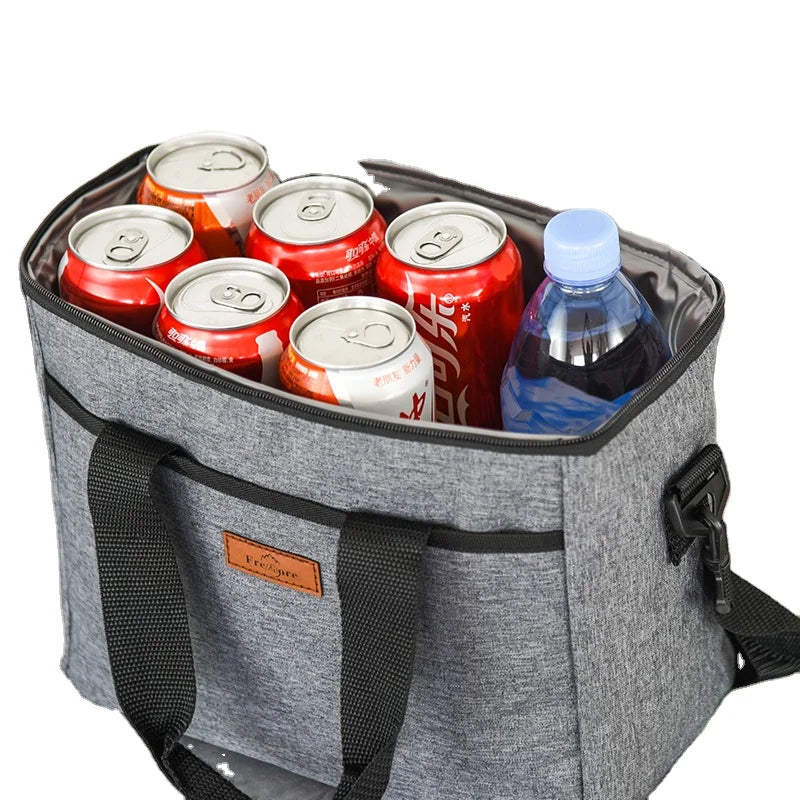 12-Can Wide-Open Reusable 300D Lunch Box Tote Bag Adjustable Shoulder Strap Thermal Cooler for Coke Leopard Pattern