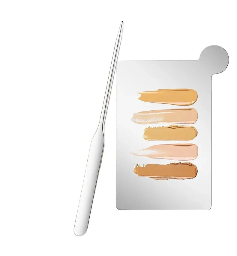 Custom Stainless Stlee Mirror Small square Beauty Makeup Palette with PU Bag and Spatula