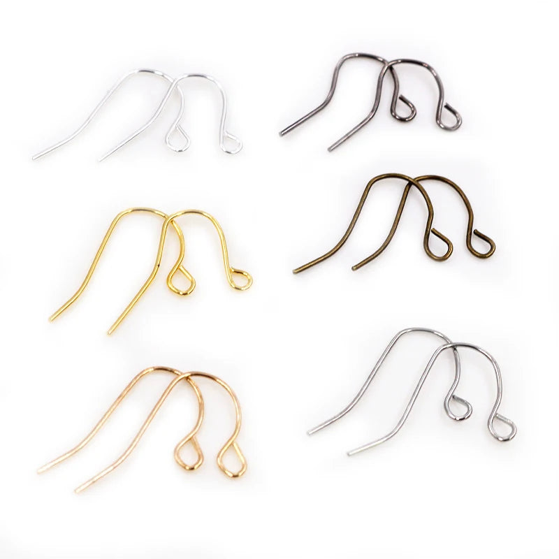 100pcs/lot 21x12mm Silver Plated Gold Color Earring Findings Ear Hook Earrings Clasps for Jewelry Making DIY Earwire Supplies