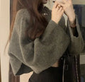 Y2k One Size New Autumn and Winter Knitwear Lazy Design With Crossed Temperament Top Niche Sweater