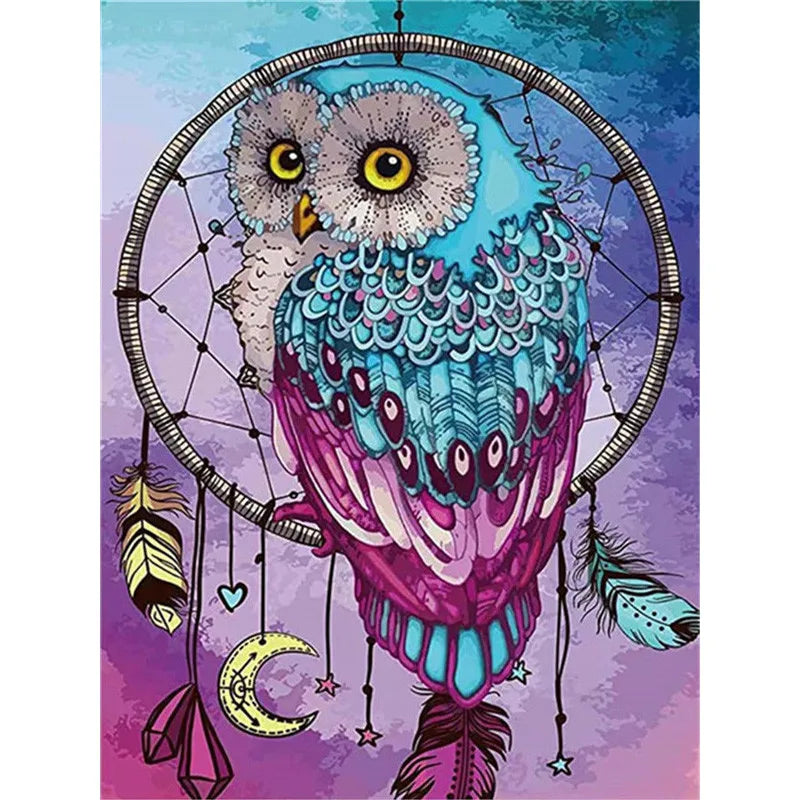 Animal Owl Diamond Painting Full Drill Cartoon Embroidery Home Decor Custom 5D Full Square Diamond Painting Kits Holiday Gift