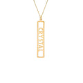 18K Gold Personalised Name Necklace Minimalist Stainless Steel Cut-out Vertical Bar Pendant Necklace Birthday Christmas Gift