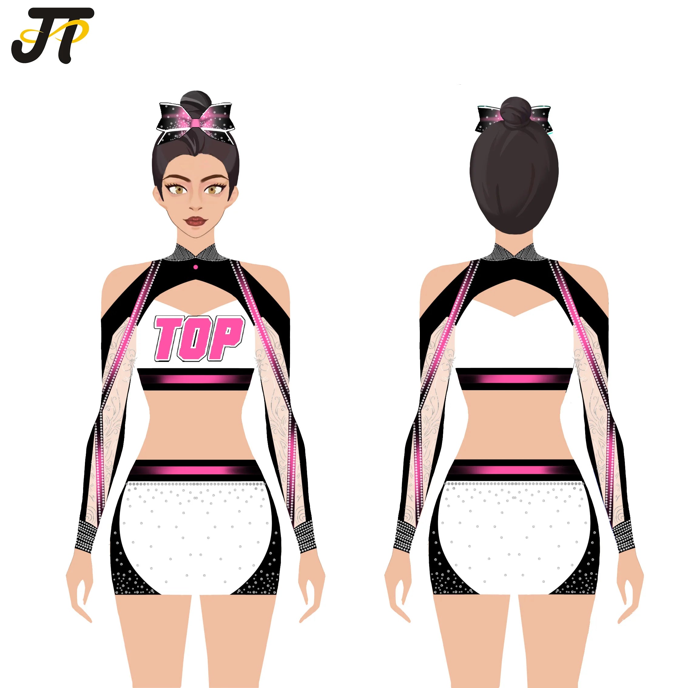 Customized Performance Bling Printed Spandex Cheerleading Uniforms Size XXXS with Rhinestone OEM Design