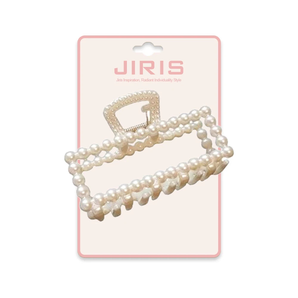 JIRIS Hot Selling Korean Geometric Hollow Out Clutches Gold Hair Clamp Pearl Hair Claws Clip for Girls Women Hair Accessories