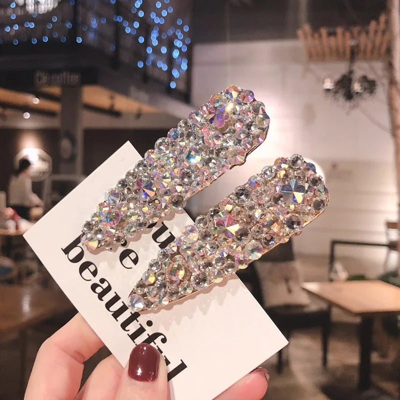 Party Bridal Fashion Shiny Alligator Alloy Duckbill Clips Pearl Hairpin Hair Accessories Crystal Rhinestone Hair Pins for Women