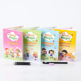 Spanish 4 Books Magic Reusable Calligraphy Book for Preschool Kids Practice Writing Copybook