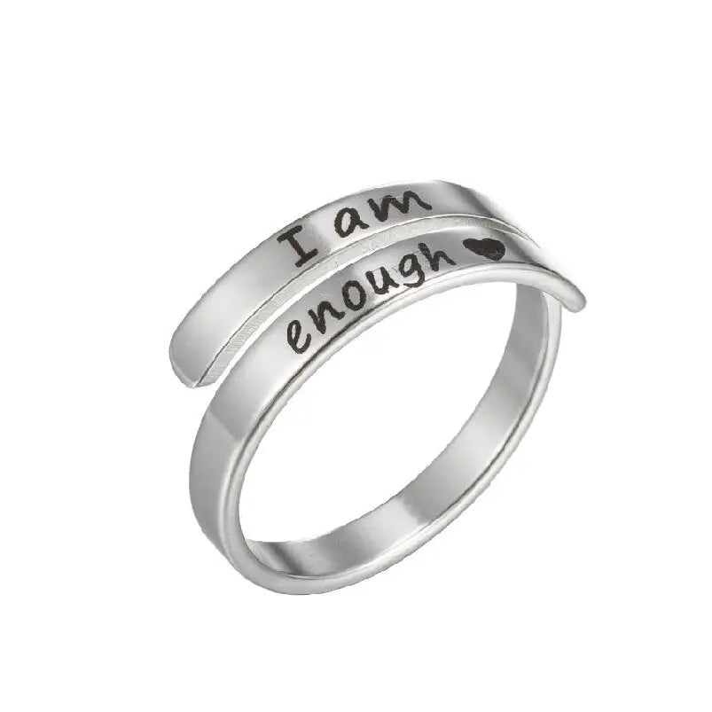 Stainless Steel I Am Enough Faith Ring for Men Women Couple Jewelry R009