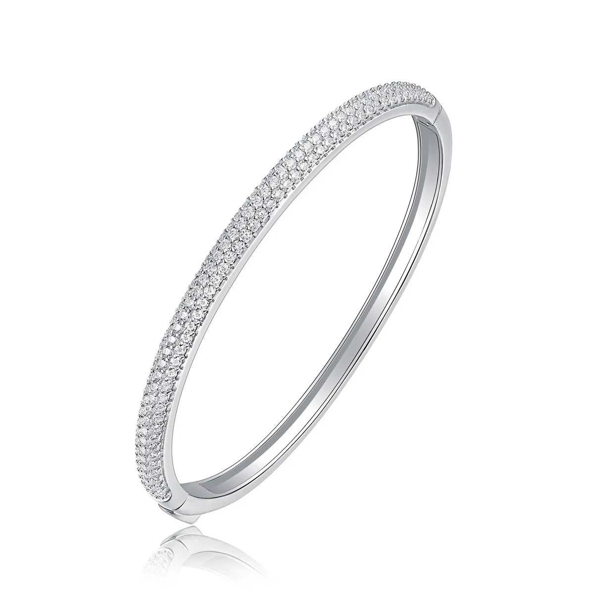 Women Fashion Jewelry 925 Sterling Silver Moissanite Bangle Bracelet 18K White Gold Plated