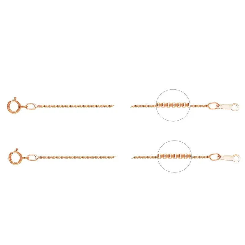 Jewelry GF Finished Women Necklace Chain With Clasp 0.85mm Real 14K Rose Gold Filled Box Chain