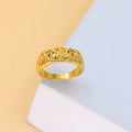 Professional Textured Design Stainless Steel Ring PVD Gold Plated Engrave Hand Jewelry China Wholesale Low MOQ