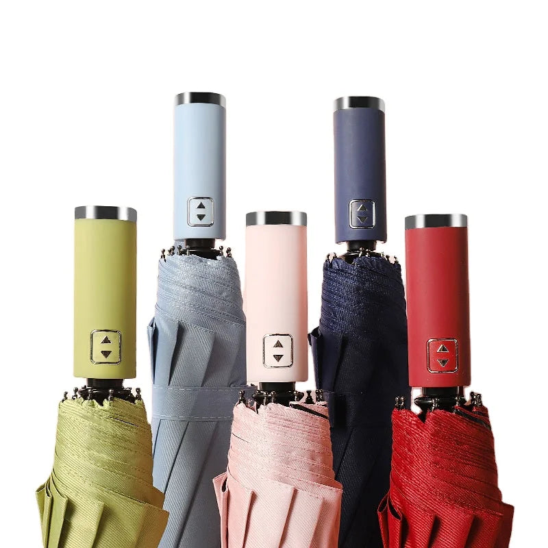 Ten Ribs Umbrella Wholesale Automatic Large Black Coating Sunshade Rain Dual-use Folding Sun Umbrella Custom LOGO