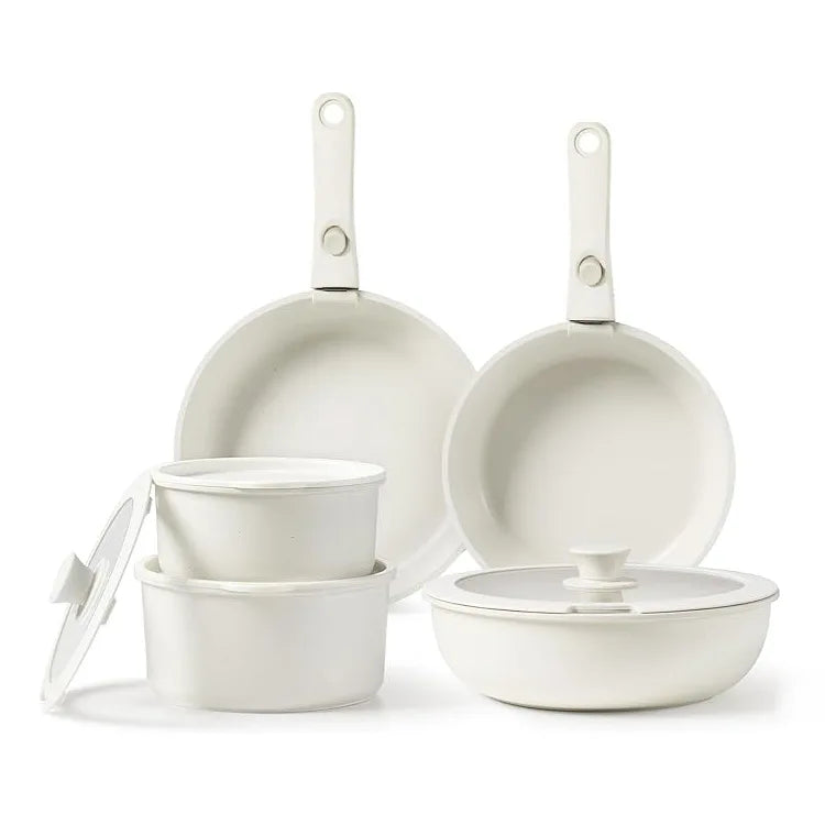 Cross-Border Glass Non-Stick Wok Removable Steamer Pan Carot Induction Bottom Enamel Coating Household Handle Food Use
