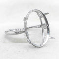 Sterling Silver 12*17mm Semi Mount Ring Empty Frame Blank Support Setting S925 Base Holder Without Center Stone for DIY Inlay