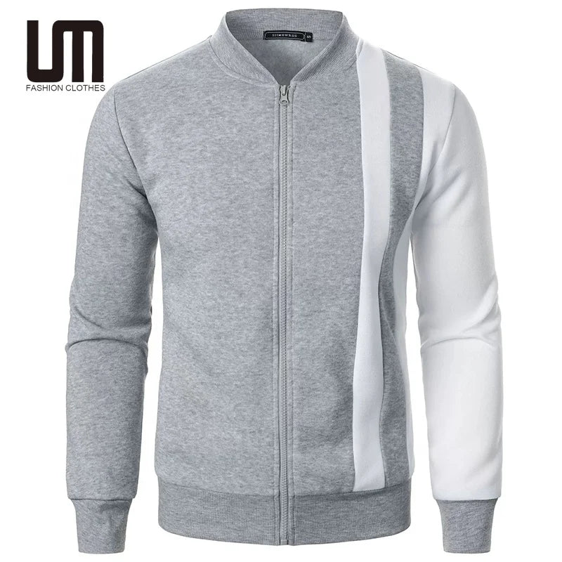 2025 Liu Ming Men's Casual Cardigan Sweatshirts Custom Logo Stand Collar Long Sleeve Zipper Autumn Yarn Dyed Wholesale