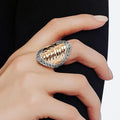Unisex Retro Exaggerated Alloy Silver Plated Shield Ring Fashion Hand Jewelry by Young Me