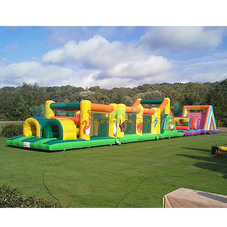 Giant Blow up Water Slide Tropical Bounce House Combo Bouncer Inflatable Jungle Obtacle Course with Slide