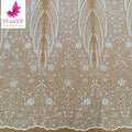 HY3025 White Heavy 3d Sequins Long Beaded Lace Tulle for African Wedding Bridal Dress Asoebi