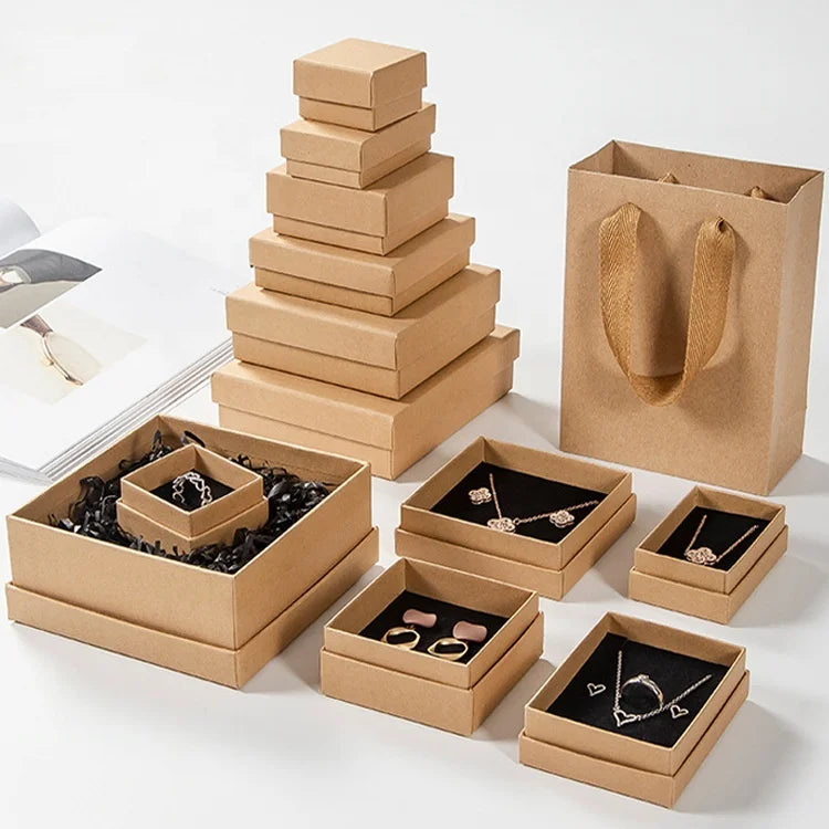 Factory Hot Sale Kraft Paper Small Jewelry Box Womens Jewelry Box for Earring Kraft Paper Jewelry Box