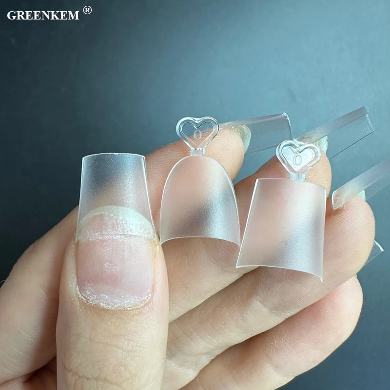 Newest 240Pcs Box Full Matte ABS Triangle Artificial Finger Nails Clear Square Short Almond Nail Tips