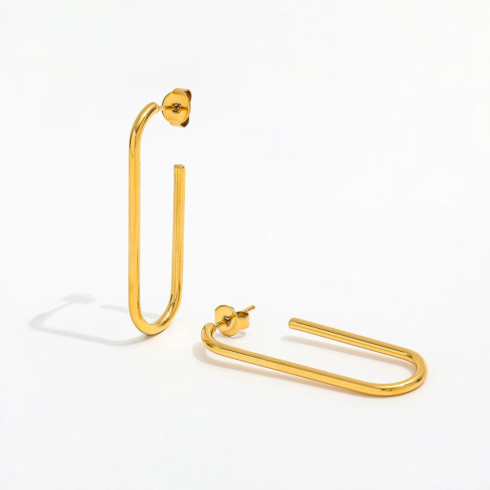 JOOLIM Jewelry PVD 18K Gold Plated Plain Gold Plated Tube Hoop Earring Customized Earring Factory Supply