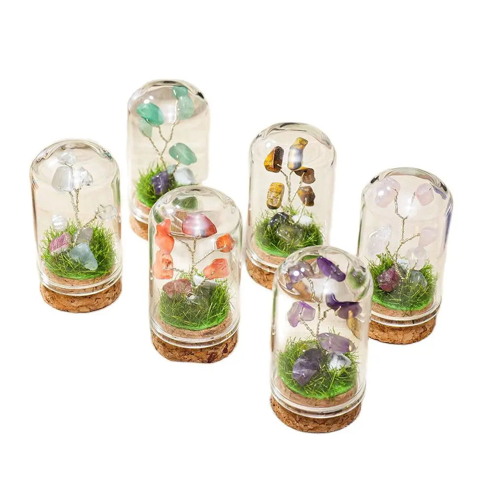 Natural Healing Stone Amethyst Crystal Chips Quartz Crystal Tree Landscape Bottle Decorative