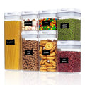 Wholesale Airtight Plastic Rectangle 7 Pieces Pack Canister Cereal Kitchen Organizer Pantry Food Storage Containers Set Lids