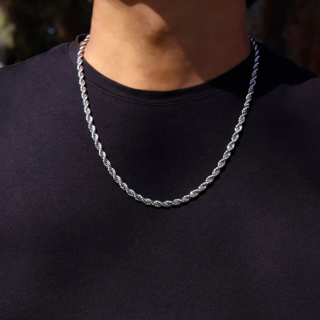Men's Jewelry Silver Stainless Steel Twist Chain 5mm Rope Chain Necklace Waterproof Necklace Handmade Chocker