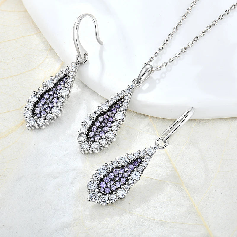 Qingxin Women Luxury Custom OEM Fine Jewelry 925 Silver Necklace Earrings Zirconia Jewelry Set MegaBDM