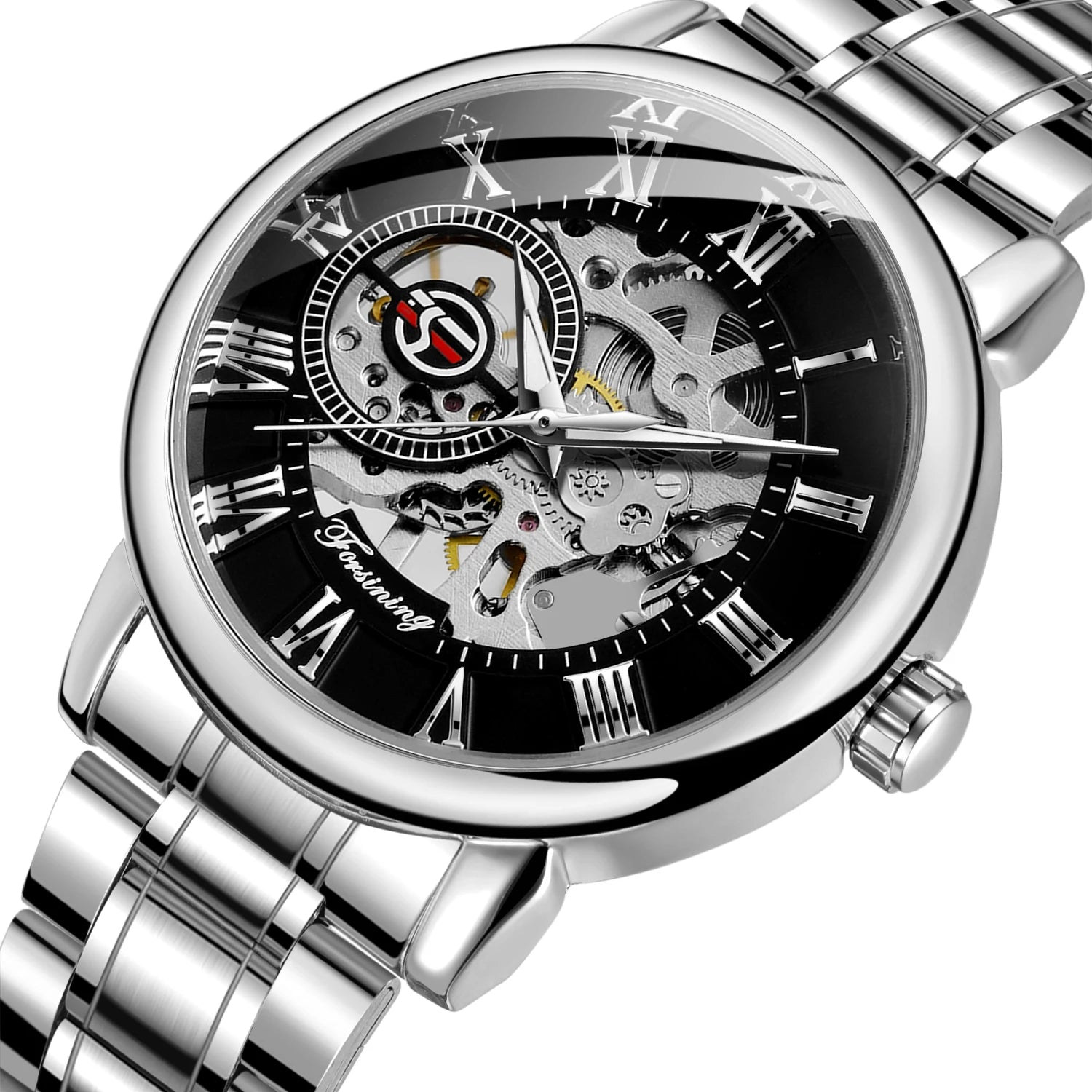 Montres De Luxe Forsining Wholesale Watch Mechanical Business Stainless Steel Bracelet Skeleton Hot Selling Men Wrist Watch