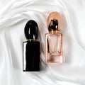 Low Moq Square Pink Black Glass Perfume Bottles 30ml 50ml 100ml Unique Perfume Bottle With Screw Sprayer
