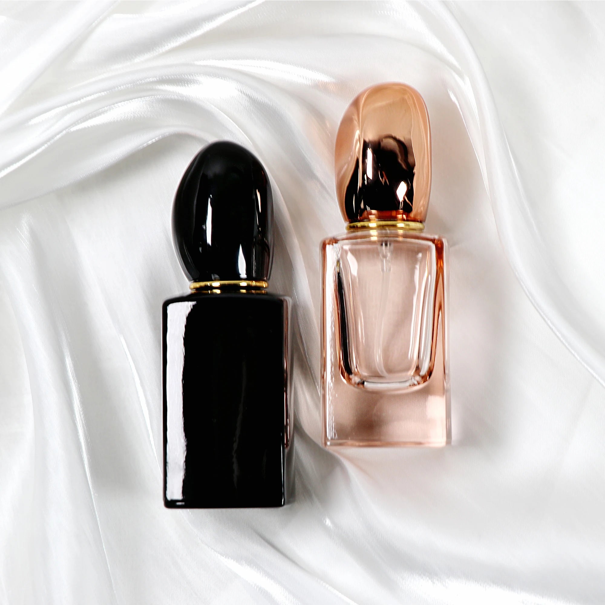 Low Moq Square Pink Black Glass Perfume Bottles 30ml 50ml 100ml Unique Perfume Bottle With Screw Sprayer