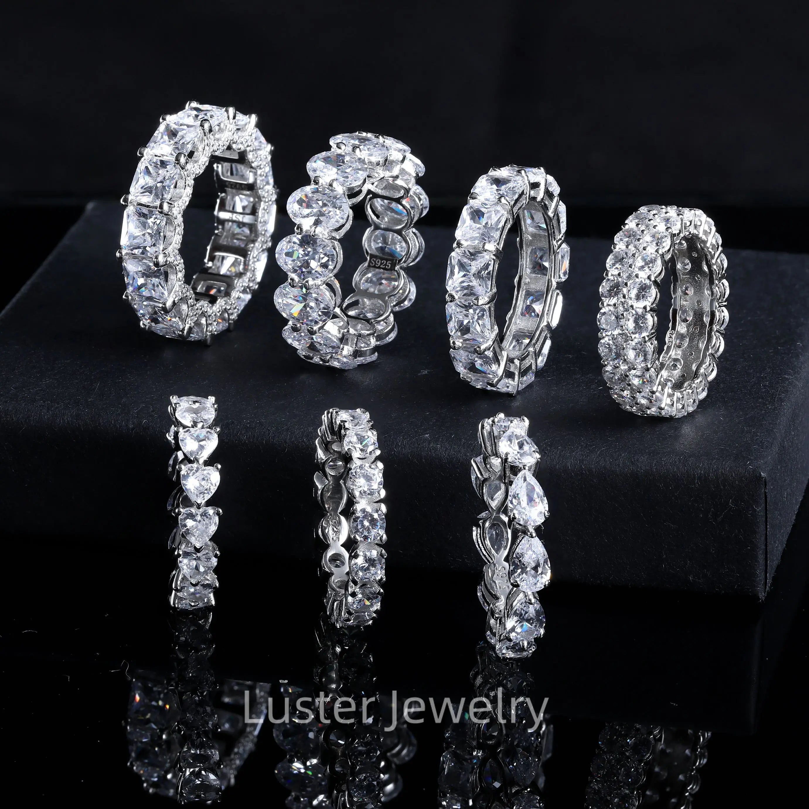 Luster Hot Sales 925 Sterling Silver Round/Fancy Shapes D Color VVS Moissanite Band Ring for Men