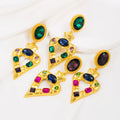 Trendy Exaggerated Colorful Boho Style Heart Charms Love Rhinestone Earrings Jewelry for Women