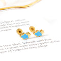 Cute Blue Cloud Stud Earrings in 18K Gold Plated Stainless Steel Lightweight Hypoallergenic for Women Girls Daily Wear Gift